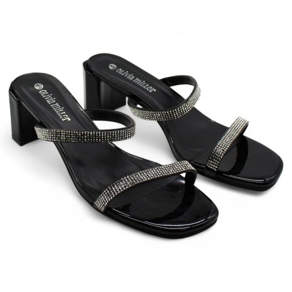 Olivia Miller Womens Ariel Patent Slides Heels - Picture 1 of 7